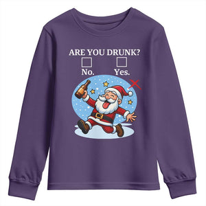 Funny Christmas Drinking Youth Sweatshirt Are you Drunk Santa TS12 Purple Print Your Wear