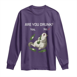 Cat Lover Humor Long Sleeve Shirt Are You Drunk Funny Beer Gift TS12 Purple Print Your Wear