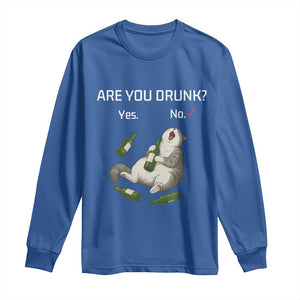 Cat Lover Humor Long Sleeve Shirt Are You Drunk Funny Beer Gift TS12 Royal Blue Print Your Wear