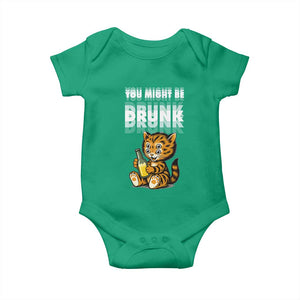 Funny Cat Drinking Beer Baby Onesie You Might Be Drunk TS12 Irish Green Print Your Wear