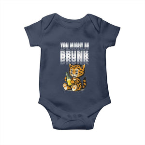 Funny Cat Drinking Beer Baby Onesie You Might Be Drunk TS12 Navy Print Your Wear