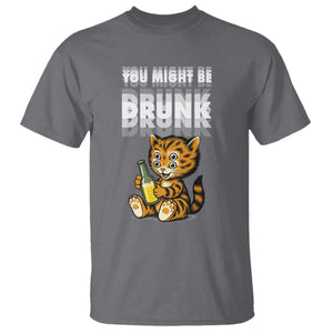 Funny Cat Drinking Beer T Shirt You Might Be Drunk TS12 Charcoal Print Your Wear
