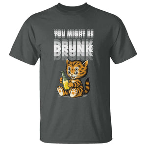 Funny Cat Drinking Beer T Shirt You Might Be Drunk TS12 Dark Heather Print Your Wear