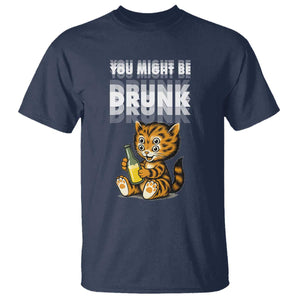 Funny Cat Drinking Beer T Shirt You Might Be Drunk TS12 Navy Print Your Wear