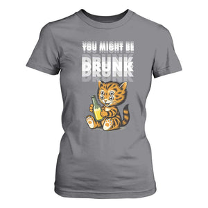 Funny Cat Drinking Beer T Shirt For Women You Might Be Drunk TS12 Charcoal Print Your Wear