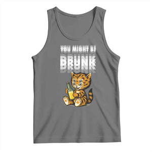 Funny Cat Drinking Beer Tank Top You Might Be Drunk TS12 Black Heather Print Your Wear