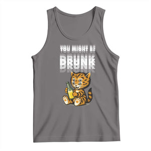 Funny Cat Drinking Beer Tank Top You Might Be Drunk TS12 Deep Heather Print Your Wear