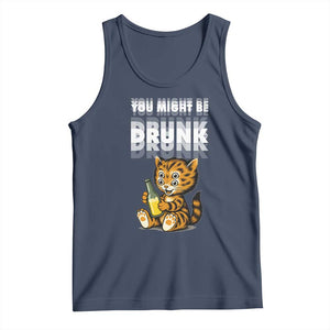 Funny Cat Drinking Beer Tank Top You Might Be Drunk TS12 Navy Print Your Wear