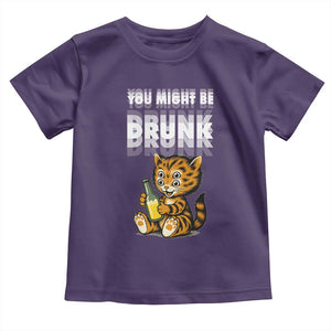 Funny Cat Drinking Beer Toddler T Shirt You Might Be Drunk TS12 Purple Print Your Wear