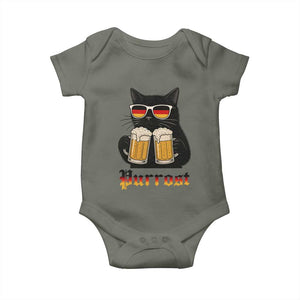 Oktoberfest Prost Cat Drinking Baby Onesie Funny Purrost German Beer Gift TS12 Military Green Print Your Wear