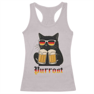 Oktoberfest Prost Cat Drinking Racerback Tank Top Funny Purrost German Beer Gift TS12 Ice Gray Print Your Wear