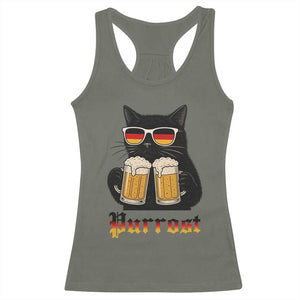 Oktoberfest Prost Cat Drinking Racerback Tank Top Funny Purrost German Beer Gift TS12 Military Green Print Your Wear