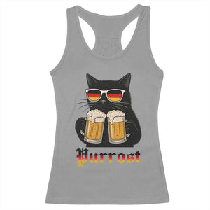 Oktoberfest Prost Cat Drinking Racerback Tank Top Funny Purrost German Beer Gift TS12 Sport Gray Print Your Wear