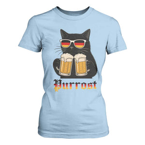 Oktoberfest Prost Cat Drinking T Shirt For Women Funny Purrost German Beer Gift TS12 Light Blue Print Your Wear