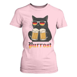 Oktoberfest Prost Cat Drinking T Shirt For Women Funny Purrost German Beer Gift TS12 Light Pink Print Your Wear