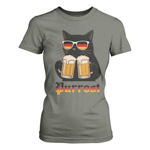 Oktoberfest Prost Cat Drinking T Shirt For Women Funny Purrost German Beer Gift TS12 Military Green Print Your Wear