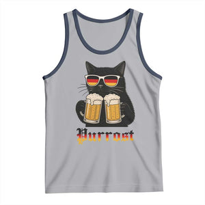Oktoberfest Prost Cat Drinking Tank Top Funny Purrost German Beer Gift TS12 Athletic Heather Navy Print Your Wear