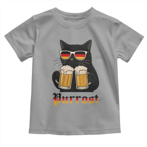 Oktoberfest Prost Cat Drinking Toddler T Shirt Funny Purrost German Beer Gift TS12 Sport Gray Print Your Wear