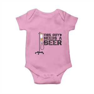 Funny Drinking Lover Baby Onesie This Guy Needs A Beer TS12 Light Pink Print Your Wear