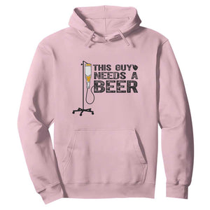 Funny Drinking Lover Hoodie This Guy Needs A Beer TS12 Light Pink Print Your Wear