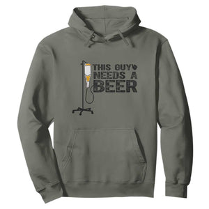 Funny Drinking Lover Hoodie This Guy Needs A Beer TS12 Military Green Print Your Wear