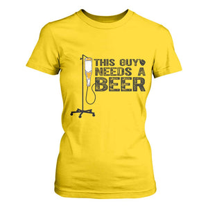 Funny Drinking Lover T Shirt For Women This Guy Needs A Beer TS12 Daisy Print Your Wear