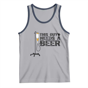 Funny Drinking Lover Tank Top This Guy Needs A Beer TS12 Athletic Heather Navy Print Your Wear
