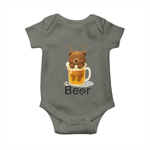 Funny Drinking Lover Baby Onesie Bear In Beer Glass TS12 Military Green Print Your Wear