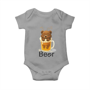 Funny Drinking Lover Baby Onesie Bear In Beer Glass TS12 Sport Gray Print Your Wear