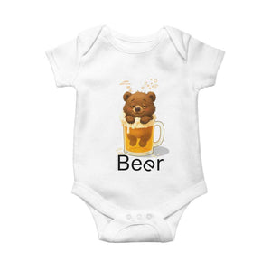 Funny Drinking Lover Baby Onesie Bear In Beer Glass TS12 White Print Your Wear