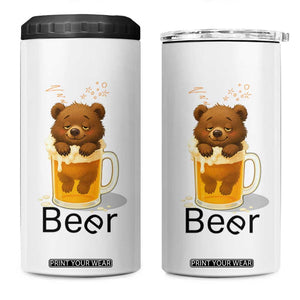 Funny Drinking Lover 4 in 1 Can Cooler Tumbler Bear In Beer Glass TS12 One Size: 16 oz White Print Your Wear