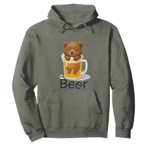 Funny Drinking Lover Hoodie Bear In Beer Glass TS12 Military Green Print Your Wear