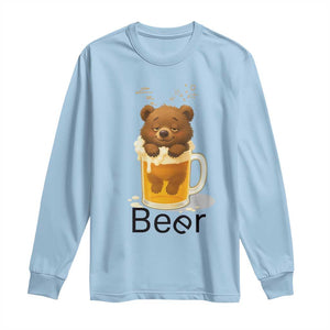 Funny Drinking Lover Long Sleeve Shirt Bear In Beer Glass TS12 Light Blue Print Your Wear