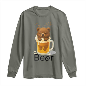 Funny Drinking Lover Long Sleeve Shirt Bear In Beer Glass TS12 Military Green Print Your Wear
