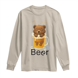 Funny Drinking Lover Long Sleeve Shirt Bear In Beer Glass TS12 Sand Print Your Wear
