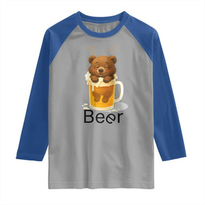 Funny Drinking Lover Raglan Shirt Bear In Beer Glass TS12 Sport Gray Royal Print Your Wear