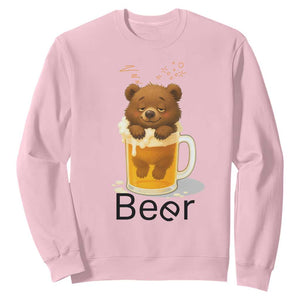 Funny Drinking Lover Sweatshirt Bear In Beer Glass TS12 Light Pink Print Your Wear