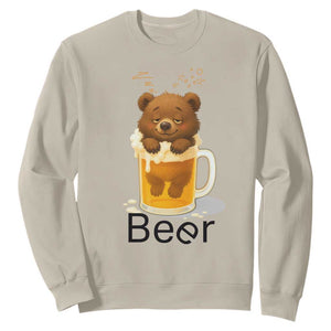 Funny Drinking Lover Sweatshirt Bear In Beer Glass TS12 Sand Print Your Wear