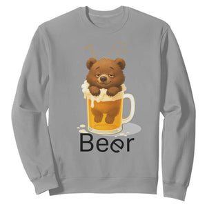 Funny Drinking Lover Sweatshirt Bear In Beer Glass TS12 Sport Gray Print Your Wear