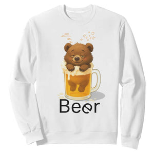Funny Drinking Lover Sweatshirt Bear In Beer Glass TS12 White Print Your Wear