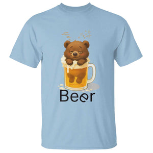 Funny Drinking Lover T Shirt Bear In Beer Glass TS12 Light Blue Print Your Wear
