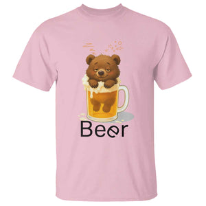Funny Drinking Lover T Shirt Bear In Beer Glass TS12 Light Pink Print Your Wear