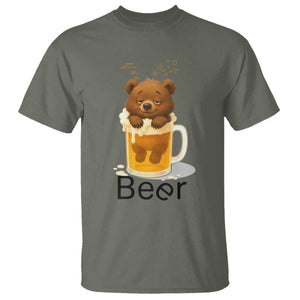 Funny Drinking Lover T Shirt Bear In Beer Glass TS12 Military Green Print Your Wear