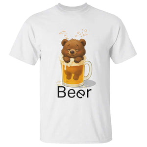 Funny Drinking Lover T Shirt Bear In Beer Glass TS12 White Print Your Wear