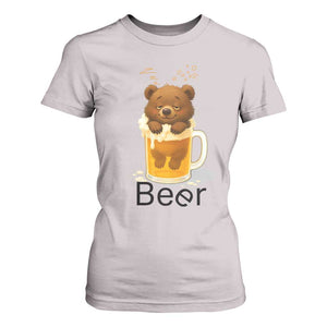 Funny Drinking Lover T Shirt For Women Bear In Beer Glass TS12 Ice Gray Print Your Wear