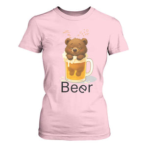 Funny Drinking Lover T Shirt For Women Bear In Beer Glass TS12 Light Pink Print Your Wear