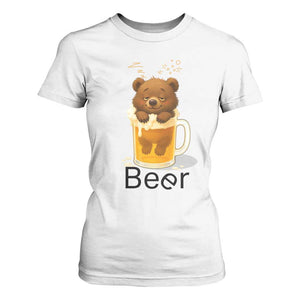 Funny Drinking Lover T Shirt For Women Bear In Beer Glass TS12 White Print Your Wear