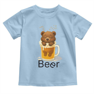 Funny Drinking Lover Toddler T Shirt Bear In Beer Glass TS12 Light Blue Print Your Wear
