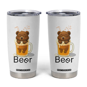 Funny Drinking Lover Tumbler Cup Bear In Beer Glass TS12 White Print Your Wear