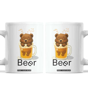 Funny Drinking Lover Coffee Mug Bear In Beer Glass TS12 White Print Your Wear